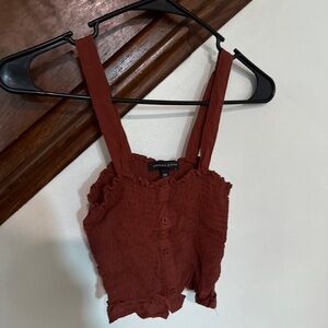 Kendall & Kylie Terracotta Buttoned Crop Top